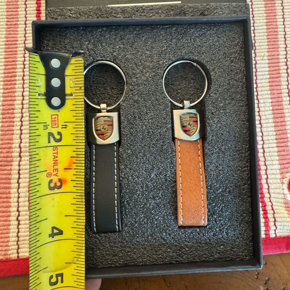 Porsche Black and Brown Leather Keychain Set, New in Box - Picture 4 of 4